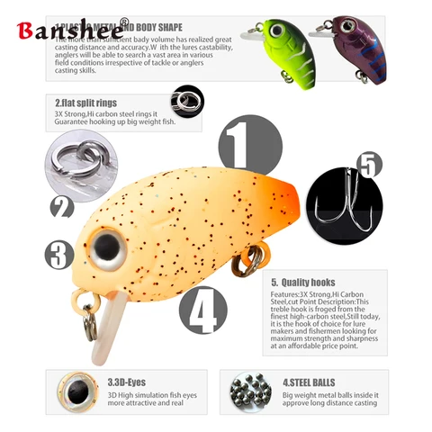 Мини-воблеры Banshee 28 мм 2г для рыбалки, 5 шт — изображение продукта