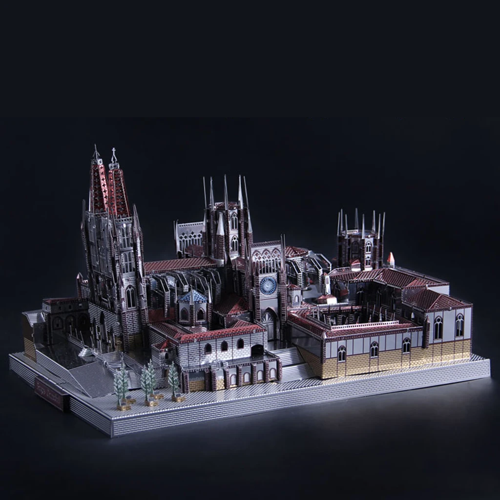 3D Metal Puzzle Famous Architect 229pcs Assemble Model Building Kit DIY Jigsaw - Spain Burgos Cathedral, Birthday Gift