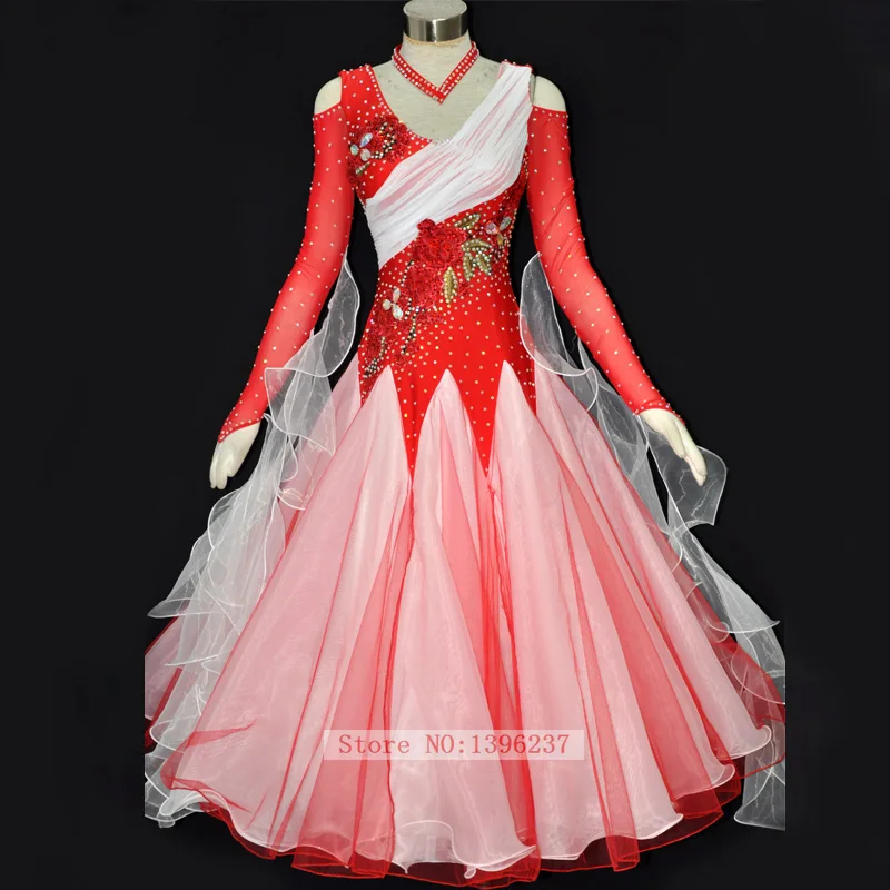 Robe de concours de salle de bal pour femmes, manches longues, Costume de danse, valse, Tango, Flamenco, nouvelle collection 2022