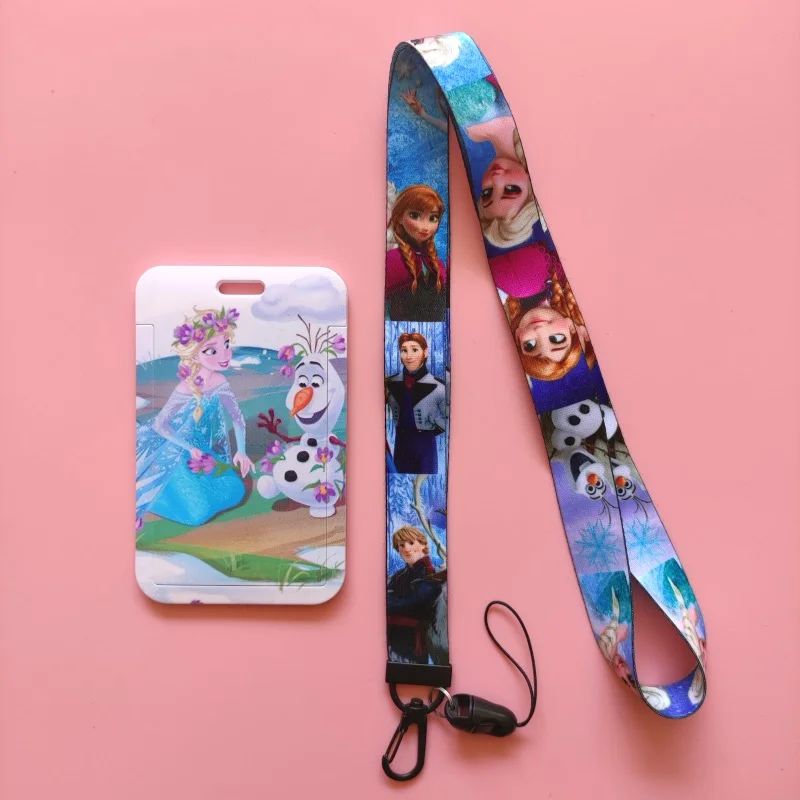 Disney Gefrorene Druck Bank Karte Halter Business Abzeichen Karte Fall Rahmen ABS Mitarbeiter Fall Abdeckung Student Lanyard ID Karte Halter