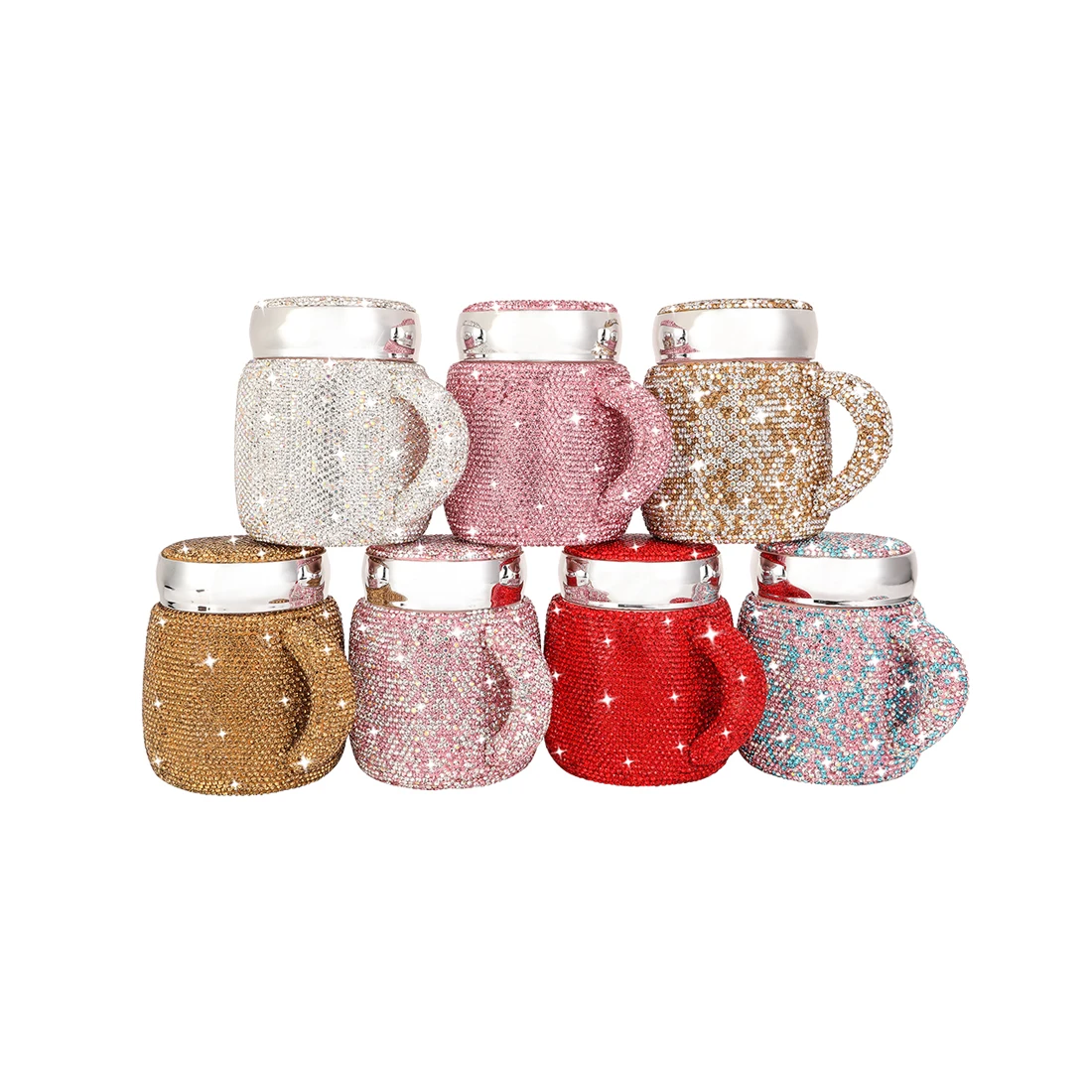 300ML Handmade Diamond Coffee Cup Rhinestone Sparkling Bottle Coffee Mug with Lid Office Mug for Gift