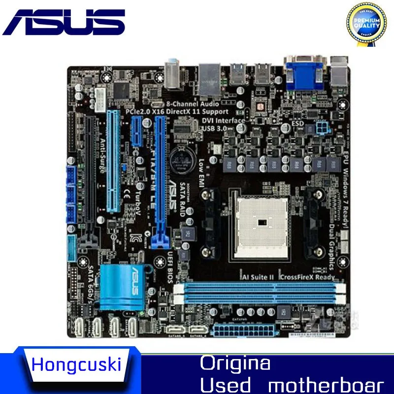 

Used For ASUS F1A75-M LE original motherboard Socket FM1 DDR3 USB3.0 SATA3 A75 Desktop Motherboard