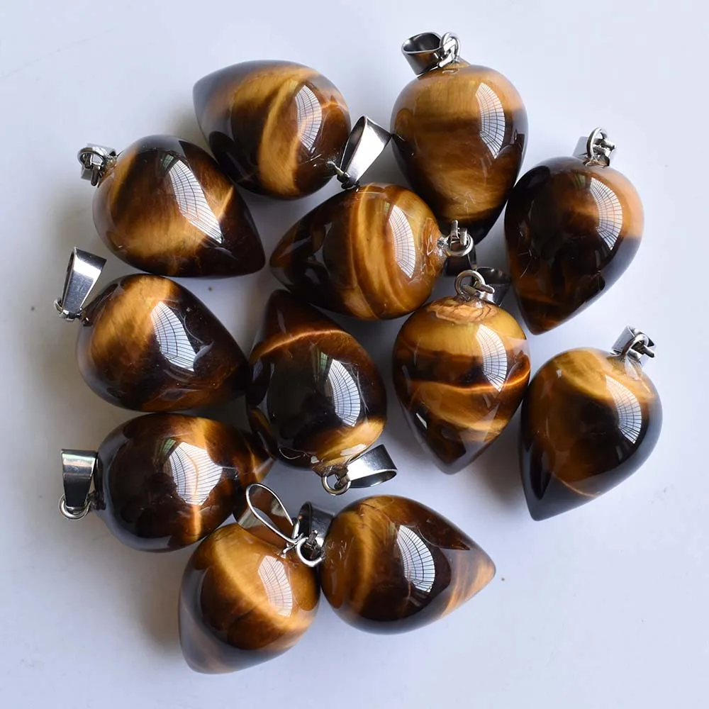 Fashion good quality natural tiger eye stone circular cone shape pendants for jewelry making 12pcs/lot Wholesale free shipping