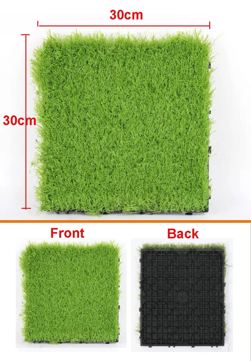 Outdoor Plastic Grass Floor Decking Tile, PE Interlocking Artificial for Balcony Garden, 30Pcs per Box image 2