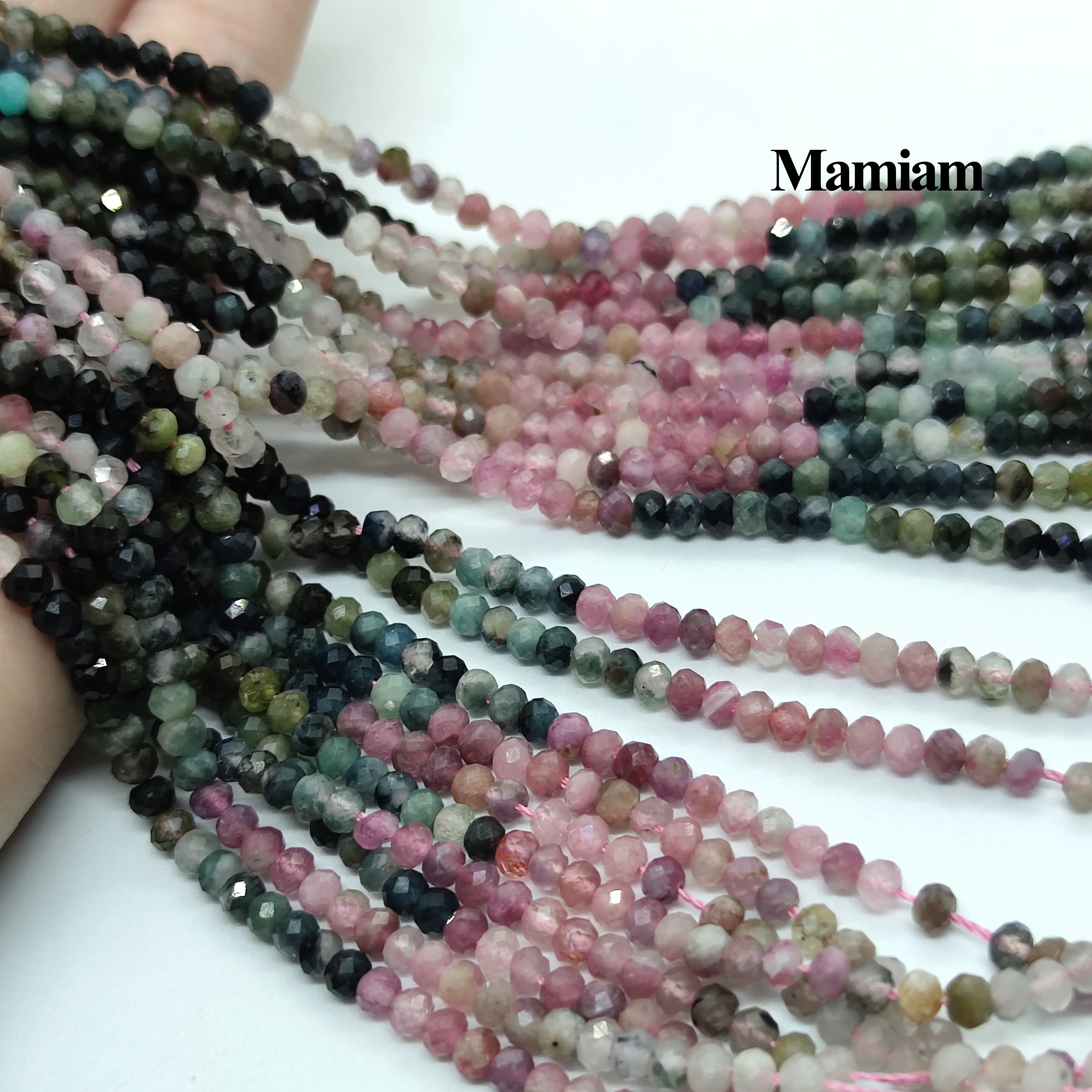 Mamiam Natural A Colorful Tourmaline Faceted Rondell Beads 2.8x3.8mm Loose Stone Diy Bracelet Necklace Jewelry Making Design