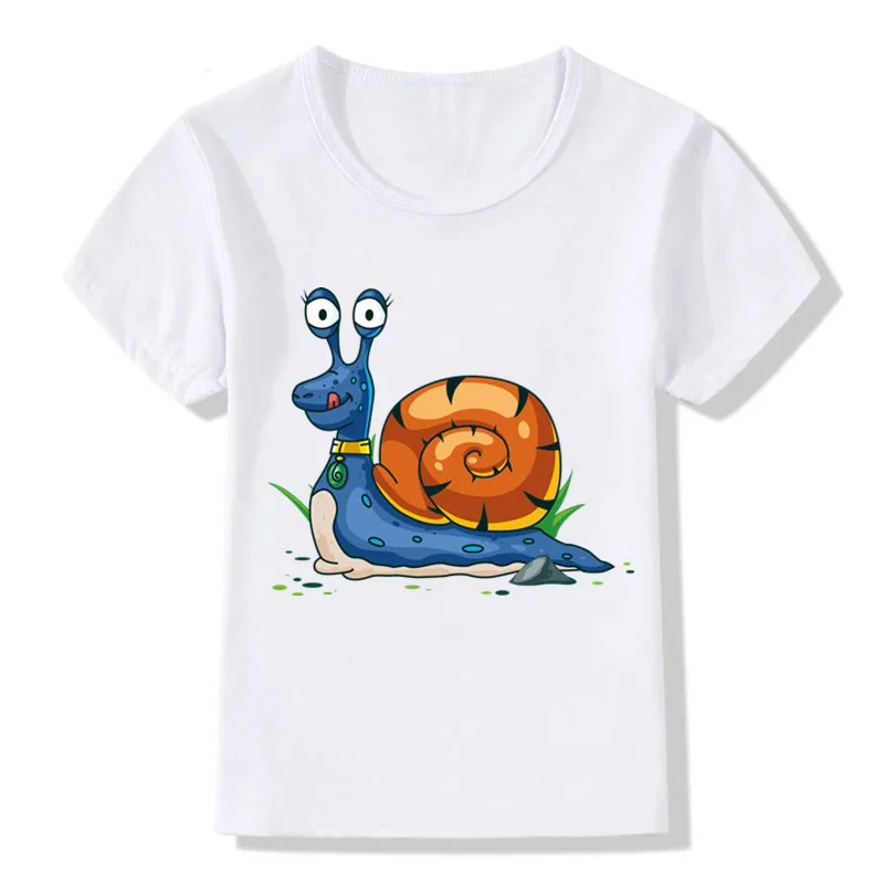 Cute Snail Print Cartoon T Shirt Funny T-shirt 2-12Y for Boys Girls