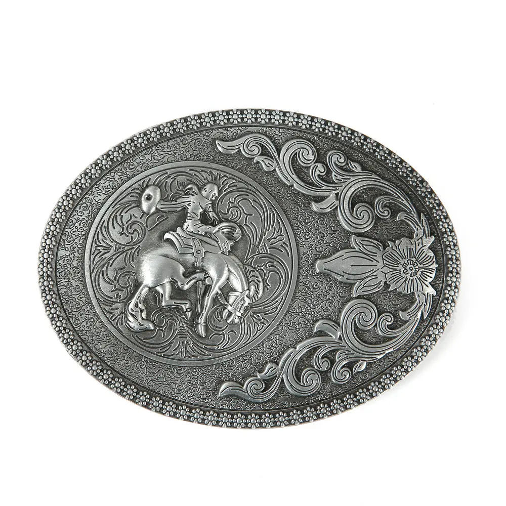 

Western cowboy with bull rider's carved buckle