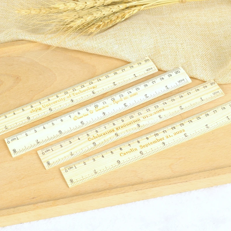 10pcs 20cm 맞춤 된 새겨진 된 나무 눈금자 사용자 지정 눈금자 어린이 학생 사무실 학교 선물 편지지