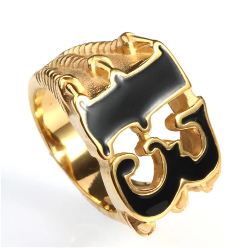 European and American stainless steel ring digital 13 titanium steel taro men\'s punk ring