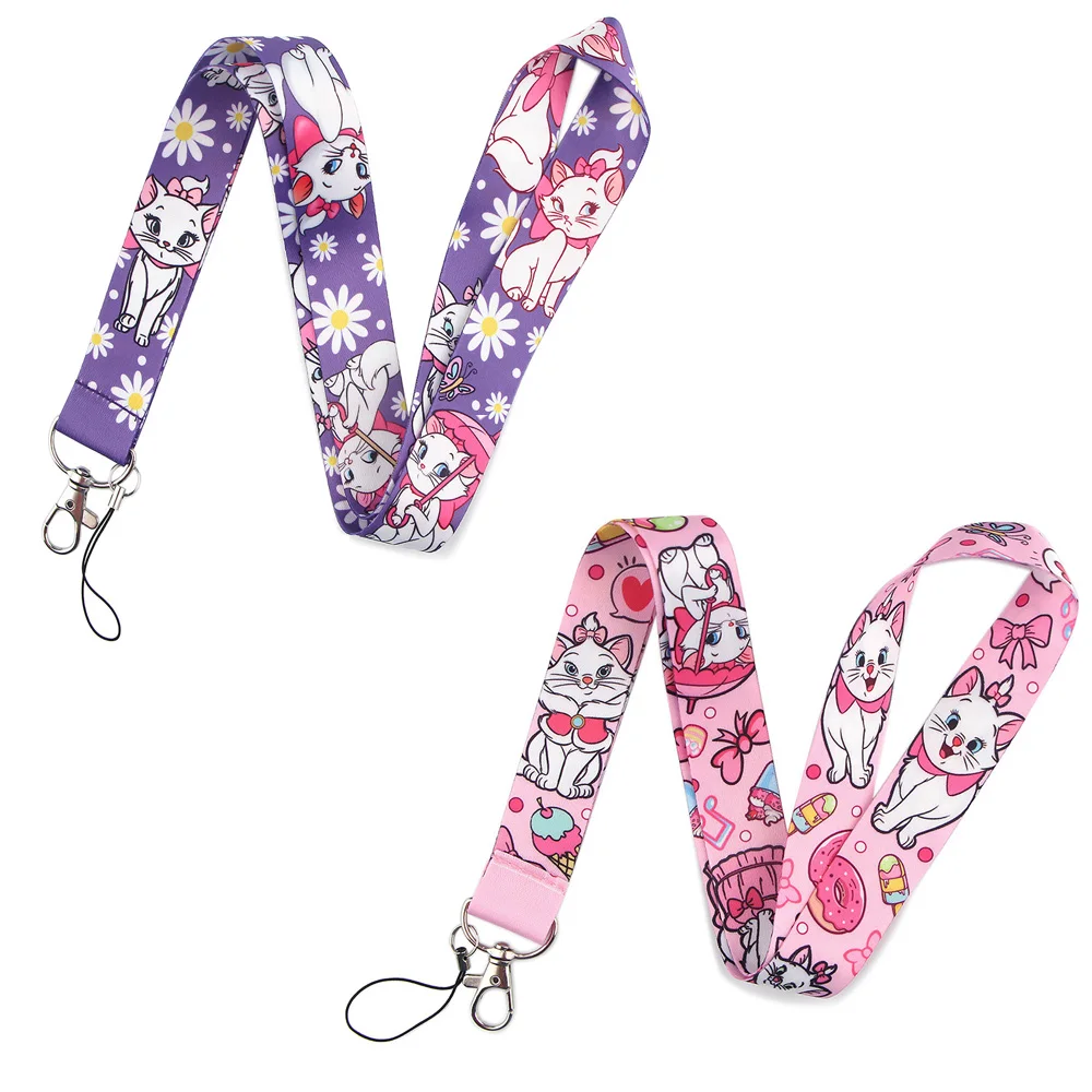 YL1222 Cute Cat Lanyard Keychain ID Badge Holders Mobile Phone Rope Lanyard Neck Straps Key Rings Accessories