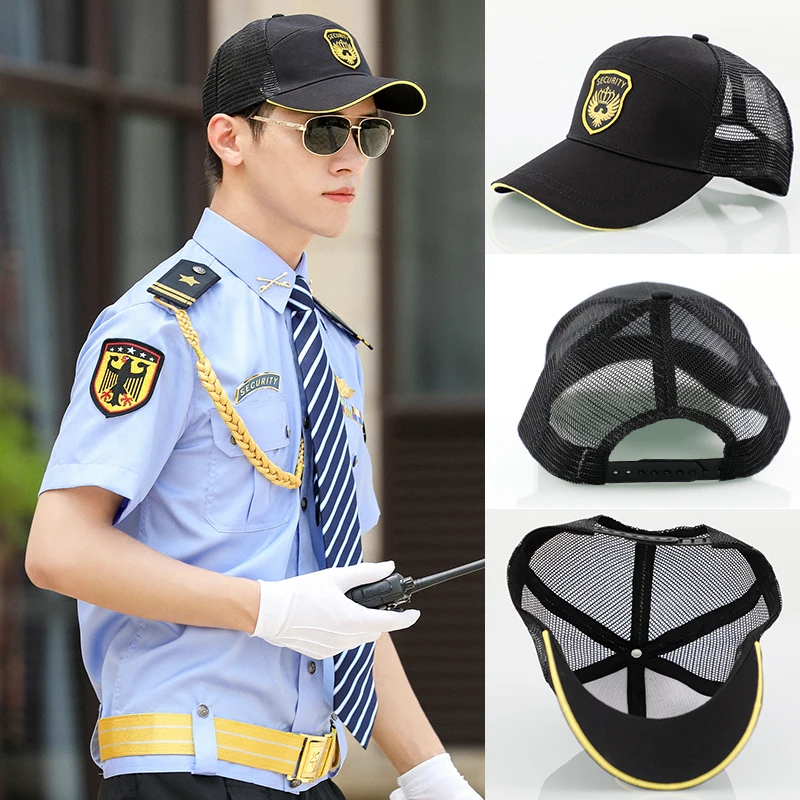 High Quality Unisex Security Guard Sun Hat Outdoor Sun Protection Work Cap Baseball Cap Uniform Accessories