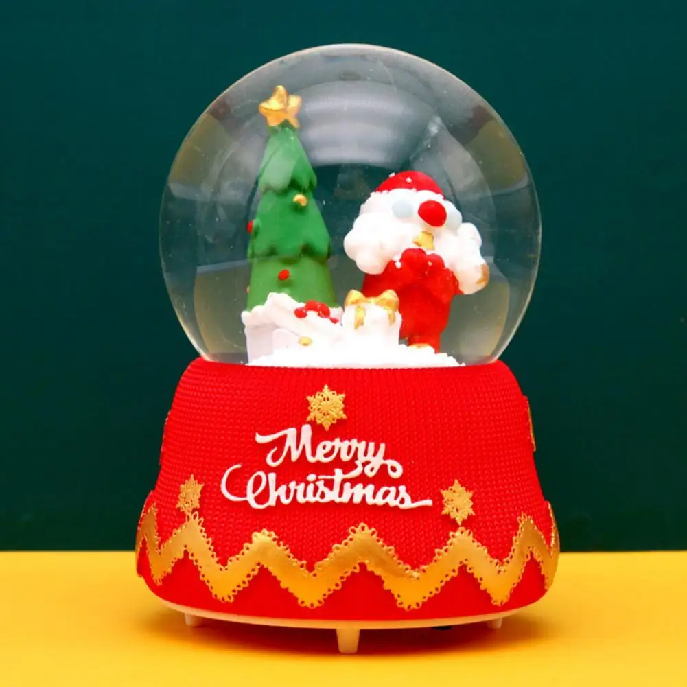 

Eco-friendly 3D Cartoon Christmas Music Box Ornament with Colorful Lighting Rotating Design Snow Globe Ornament