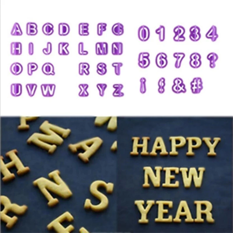 40pcs/set Alphabet Cake Molds Figure Plastic Letter Fondant Mold Cookie Cutter Number Cake Mould Baking Decorating Tools Pastry