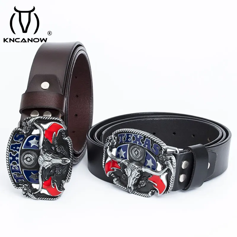 Cowboy Gürtel Männer Wilden Western Bull Schädel Texas Usa Hip Hop Stil Gürtel Metall Schnalle Casual Hosen Trend Kuh Echtes lederband