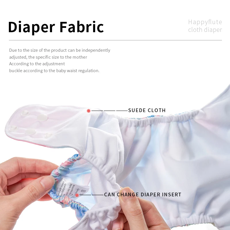 HappyFlute New Hot Sale OS 4Pcs Pocket Diaper Set With 8Pcs Insert Washable &Reusable Baby Nappy Adjustable Diaper Cover