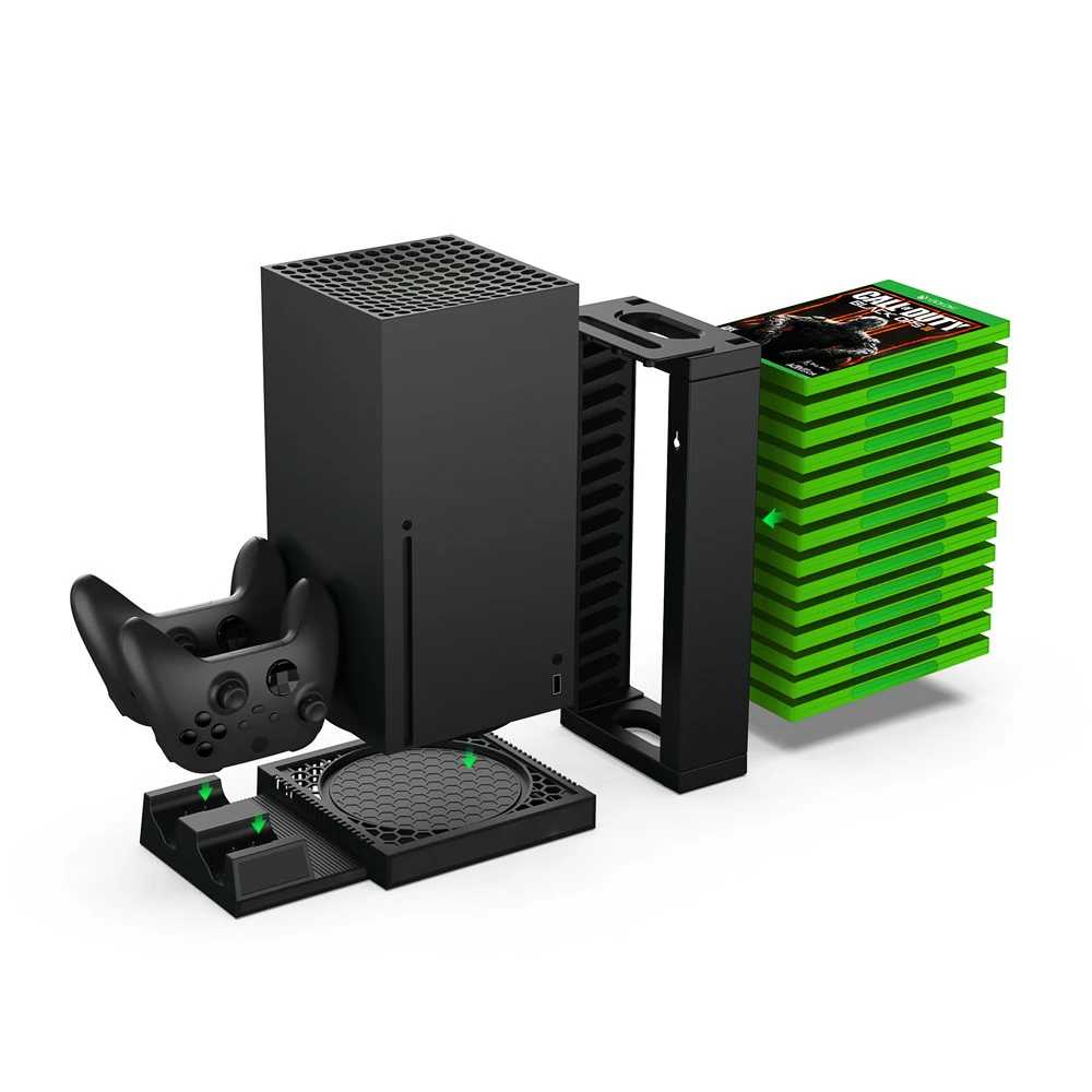 For Xbox SeriesX Vertical Cooling Stand Dual Controller Station Chargers Game Storage Charging Dock Cooler Fan For XBOX Series X