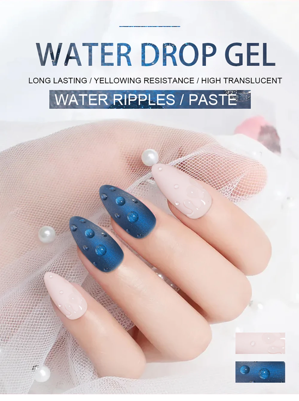 Vendeeni 15ml Wassertropfen Gel-Nagellack UV-Blasen-Gel-Lack Paste Strass Wasserwellen-Effekt Nagelgel-Lack – Detail 1