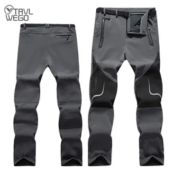 TRVLWEGO Male Outdoor Leisure Travel Trousers Thick Warm Soft Shell Camping Hiking Skiing Outing Pant Bigger Size S-5XL Men