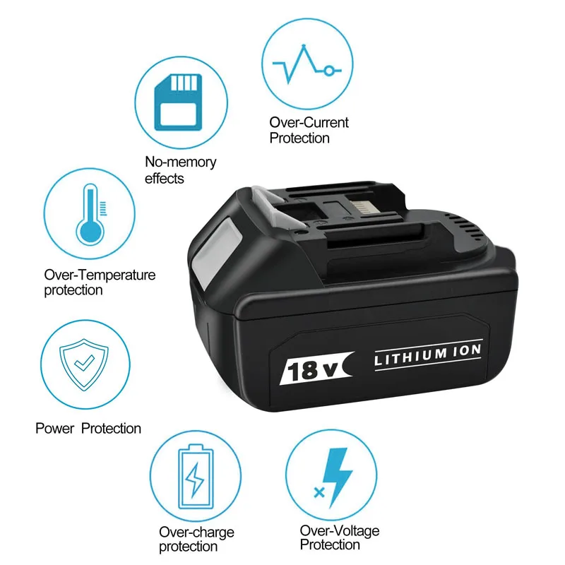 Imagem -03 - Substituição Bateria de Lítio para Makita Bl1815 Bl1830 Bl1850b Bl1860b Baterias Recarregáveis 18v 6.0ah 8.0ah 9.0ah Bl1830b Bl1860