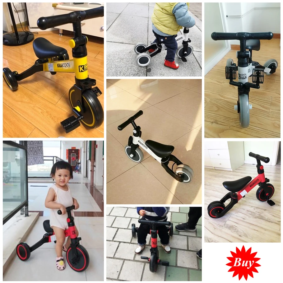 Infant Shining Children's Tricycle 3-in-1 Children's Scooter Balance Bike 1-6 Years Ride on Car 3 Wheels Non-inflatable