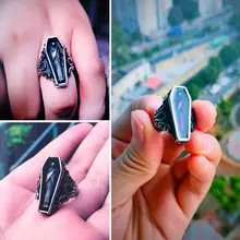 Gothic Vampire Skull Ring Steel Purple #4