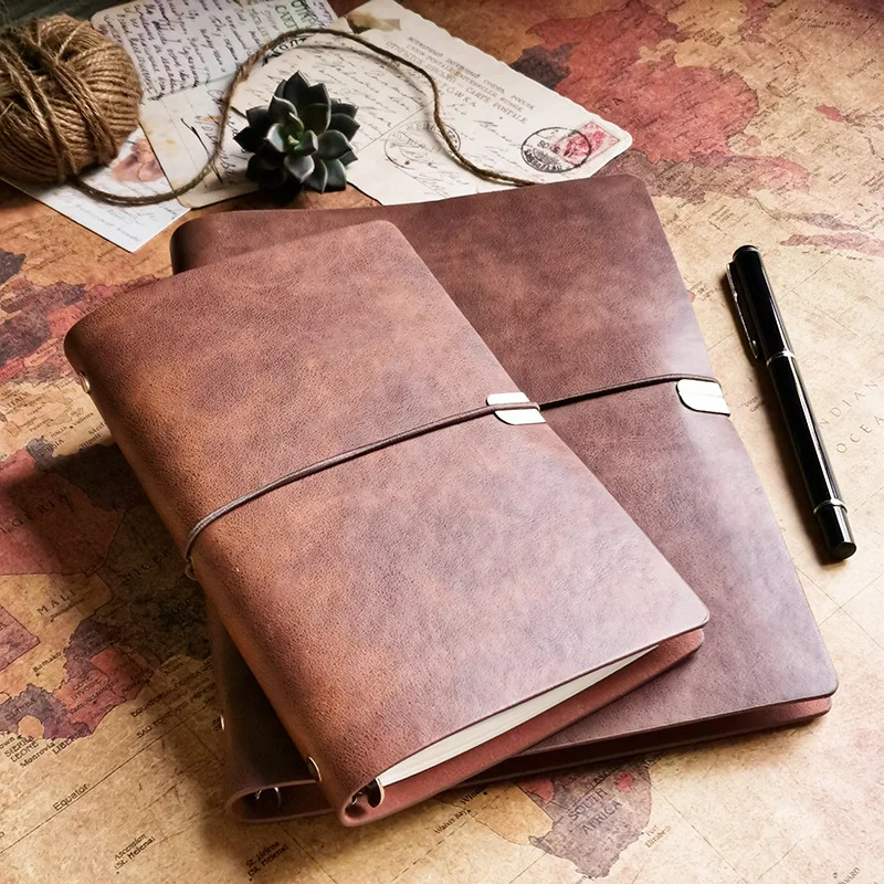 Vintage Notebook Notepad Soft Leather Binder Faux Leather Diary A6 Blank Kraft Paper Hand-written Ledger Notebooks Planner