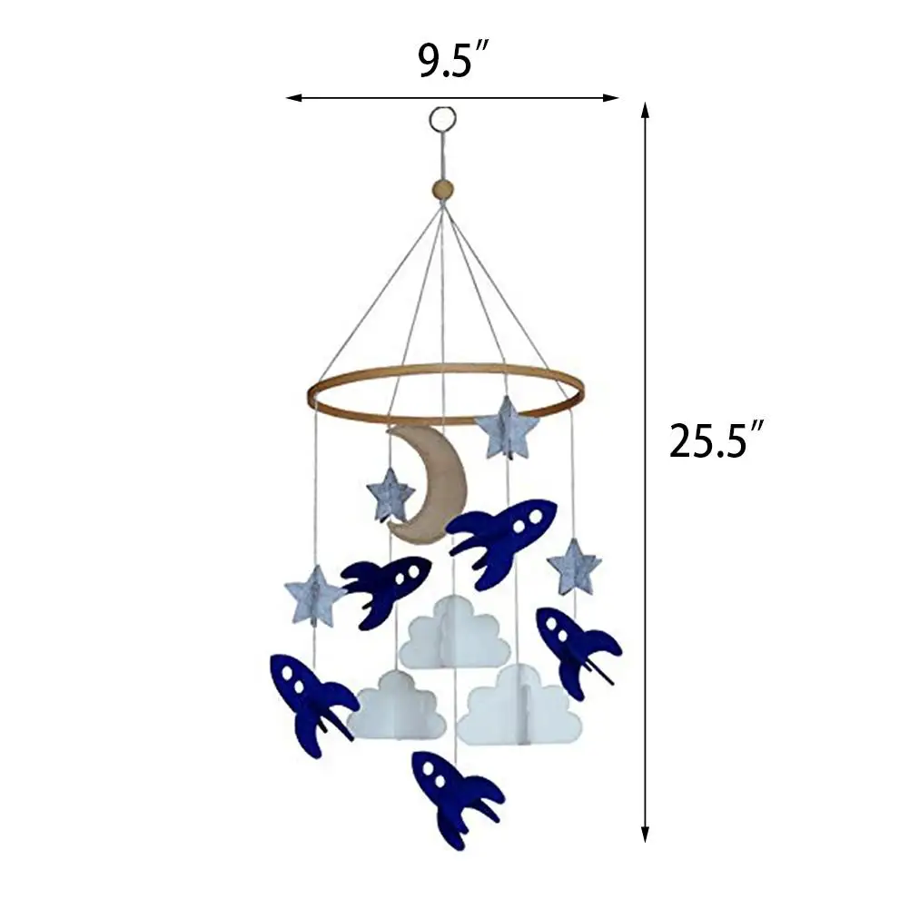 اليدوية سرير الطفل خشخيشات سفينة الفضاء المتنقلة نجوم الغيوم القمر 100% ورأى جرس معلق لعبة للأطفال غرفة ديكور