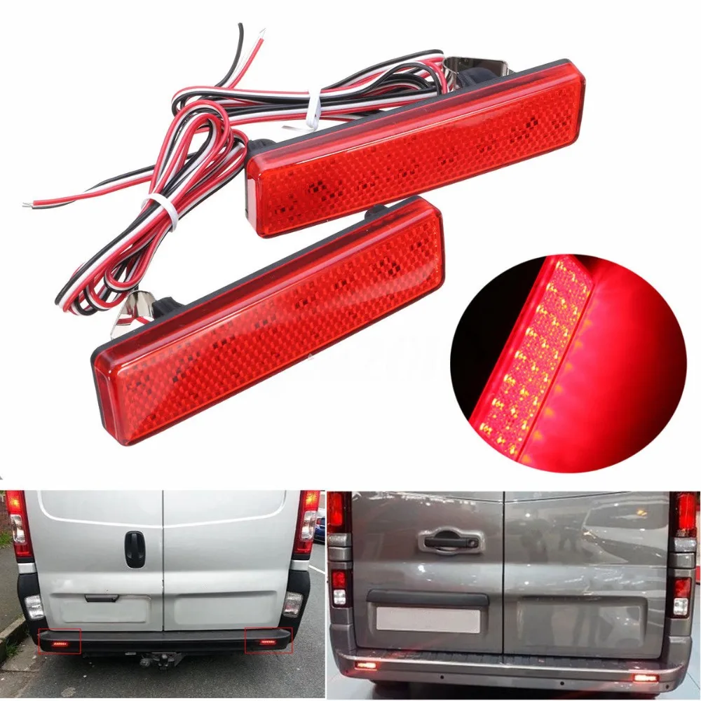 For Renault Trafic Master For Nissan Primastar For Opel Vauxhall Vivaro Movano A Car Red Lens Led Rear Bumper Reflector Light