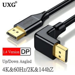 DisplayPort DP 1.4 kabel 1.5M 3M 90 stopni kątowy 8K @ 60Hz 4K @ 144Hz HDR szybki 32.4Gbps Port wyświetlacza męski na Displayport męski