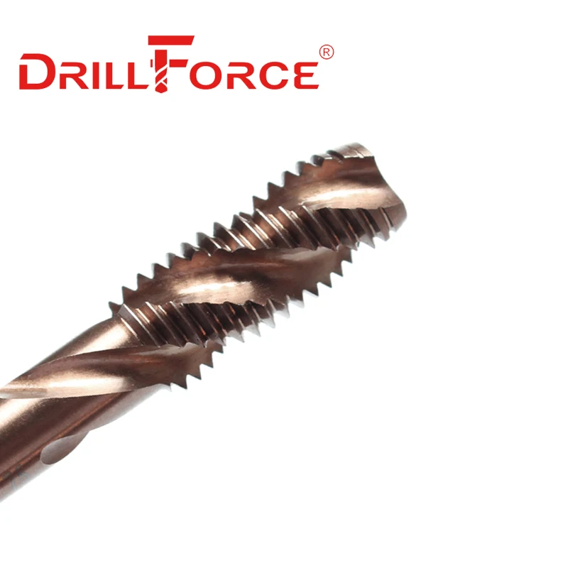 Drillforce cobalto parafuso rosca torneira brocas, Flauta Espiral, Metric M2-M30 torneiras de máquina, aço inoxidável, HSSCO, M35