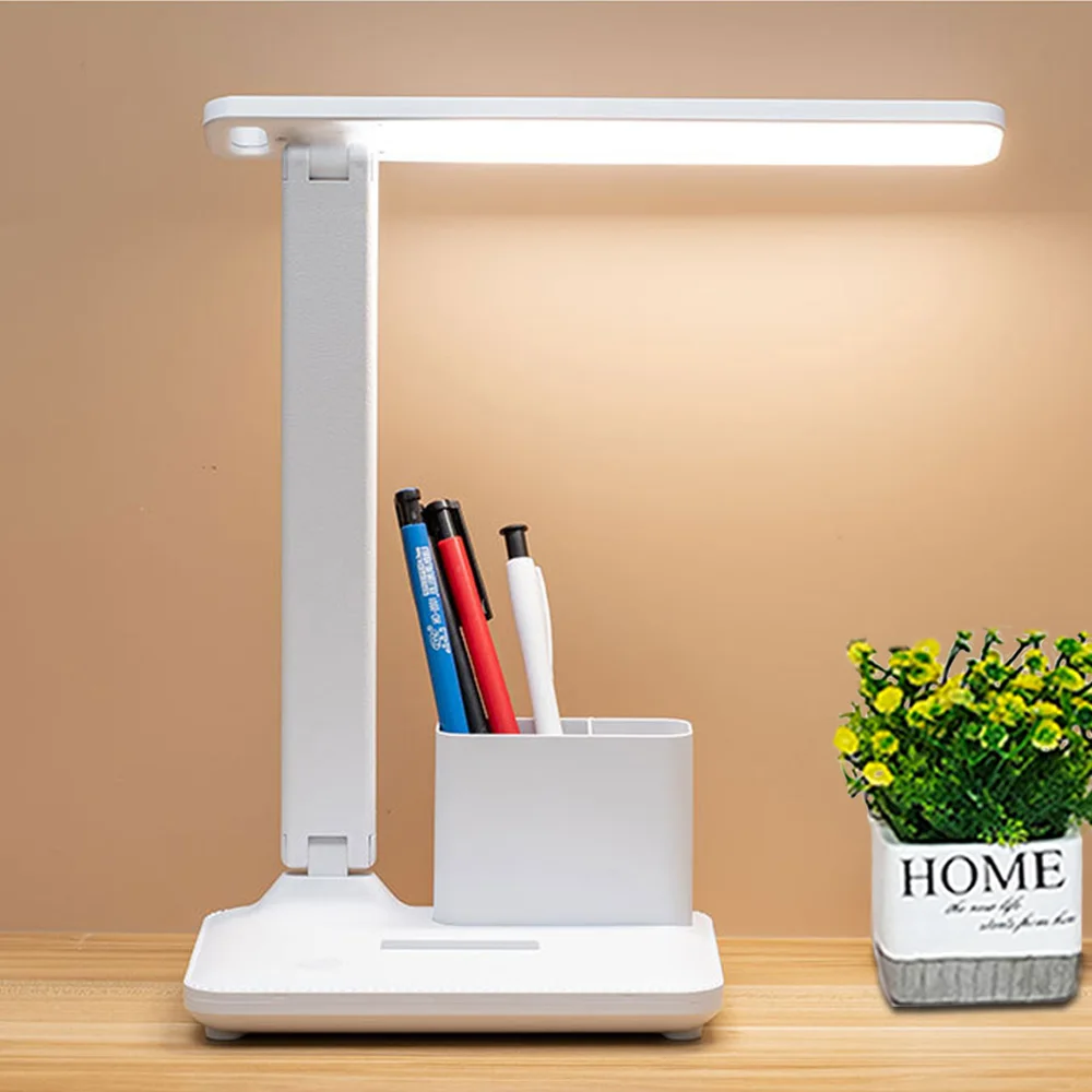 Led Folding Table Lamp Touch Dimming Table Lamp Eye Protection Reading Lamp Multi-Function Bracket Pen Down Lamp Free Shipping