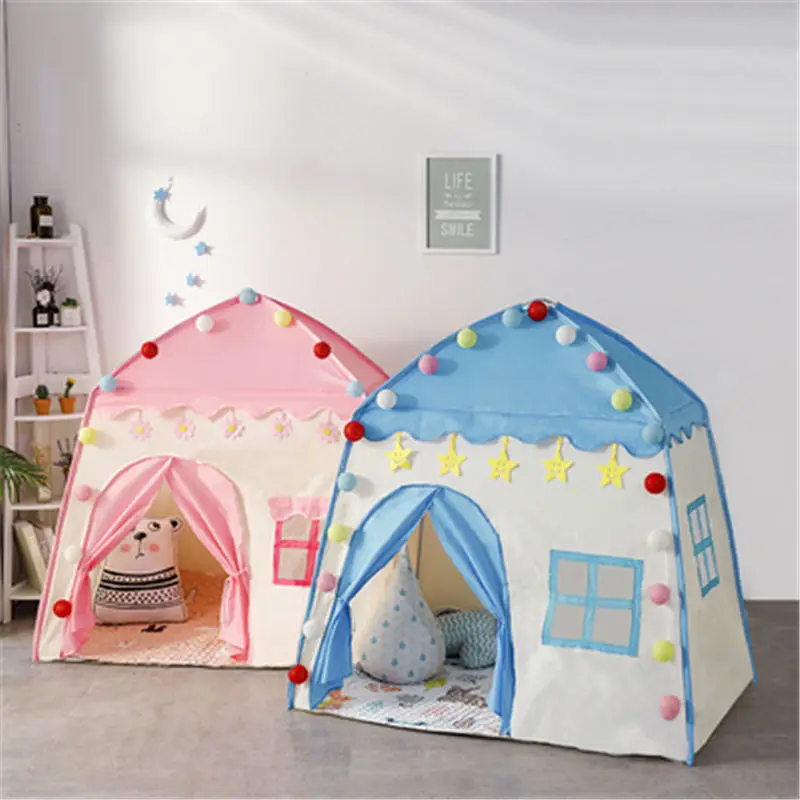 1.3M Portable Play Kids Tent with Lamp Children Indoor Outdoor Princess Castle Folding Cubby Toys Enfant Tent Playhouse Gift