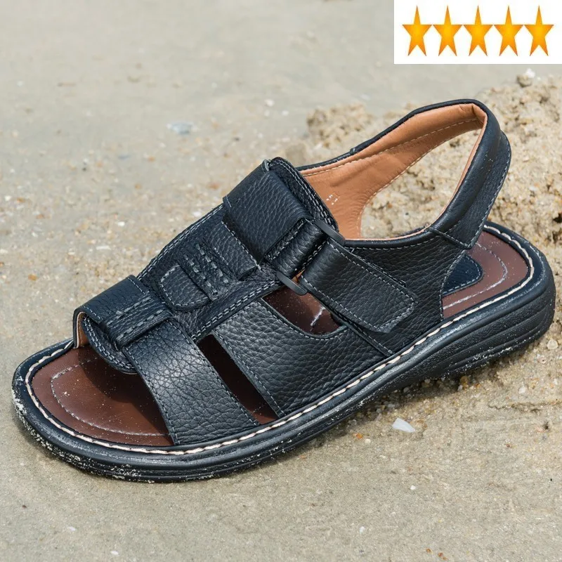 

Сандалии-гладиаторы мужские с открытым носком, пляжные босоножки, винтажные дышащие, повседневная обувь на плоской подошве, лето