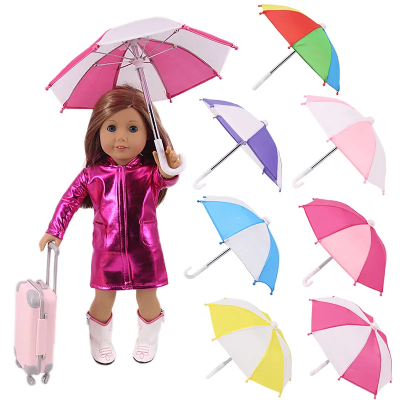 Doll Umbrella Accessories Rainbow Colors Mini Umbrella Fit 18 Inch American Doll & 43 Cm Baby New  Born Doll Girl`s Birthday Toy