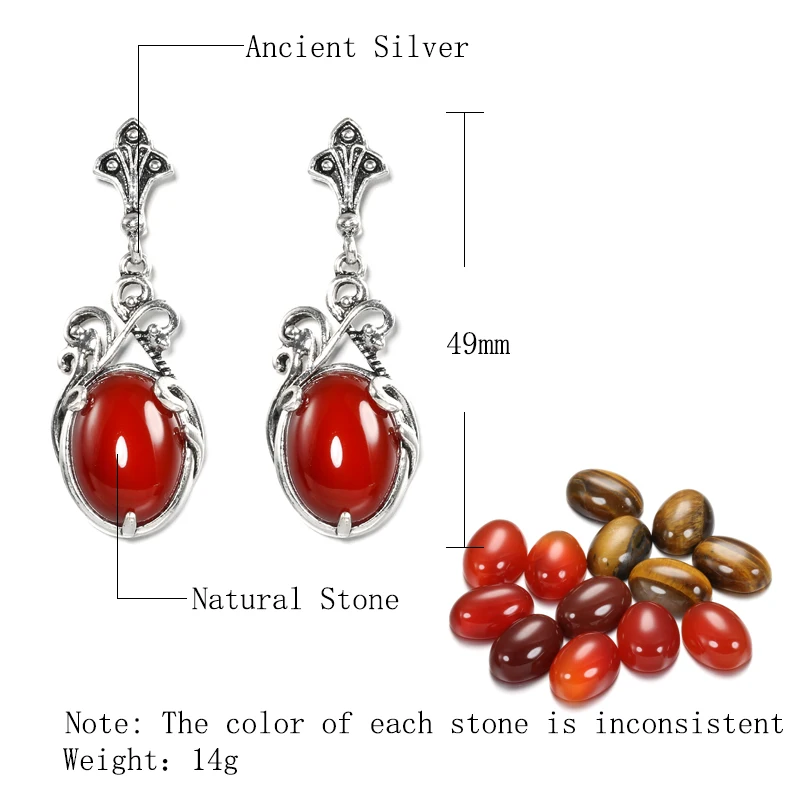 Kinel 2020 New Boho Natural Stone Necklace Earring for Women Tibetan Silver Beach Party Indian Bride Earring Wedding Jewelry Set