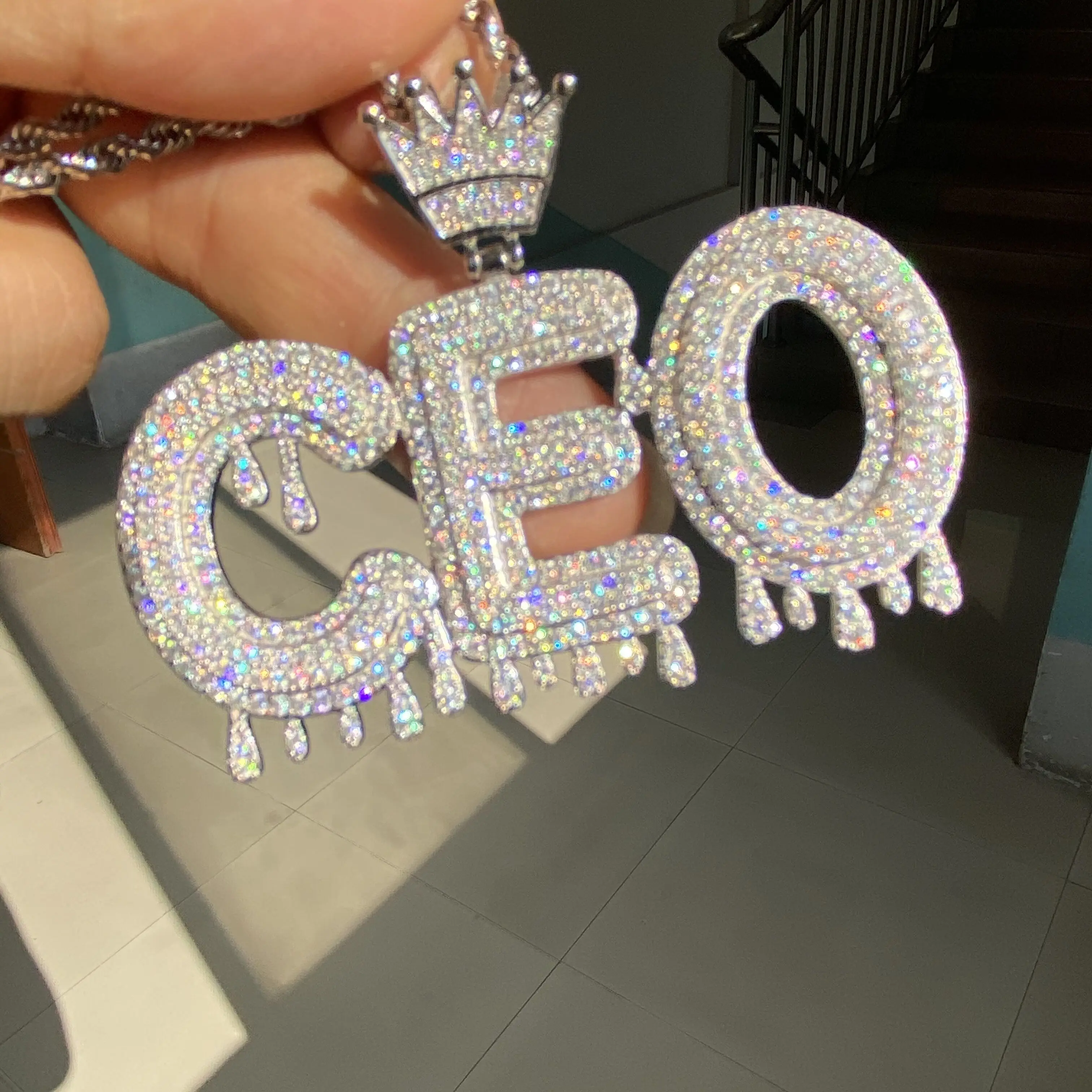 

Mosangnai Iced Out Moissanite Diamonds Customized CEO Letter Pendant For Luxury Hip Hop Jewelry