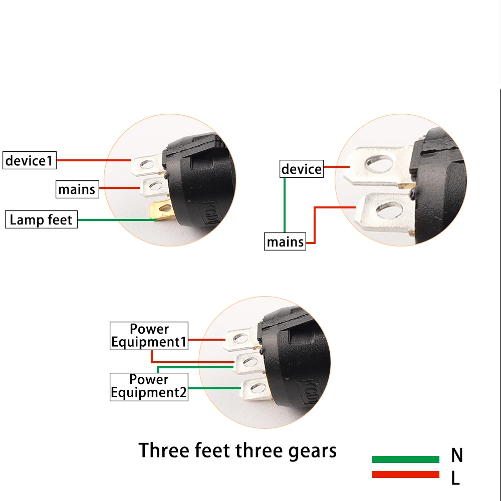 5PCS KCD1 Round Rocker Switch 23MM 2/3Pin ON-OFF-ON 2/3 Position 6A/250VAC 10A/125VAC SPST LED Car Push Button Switch With Light