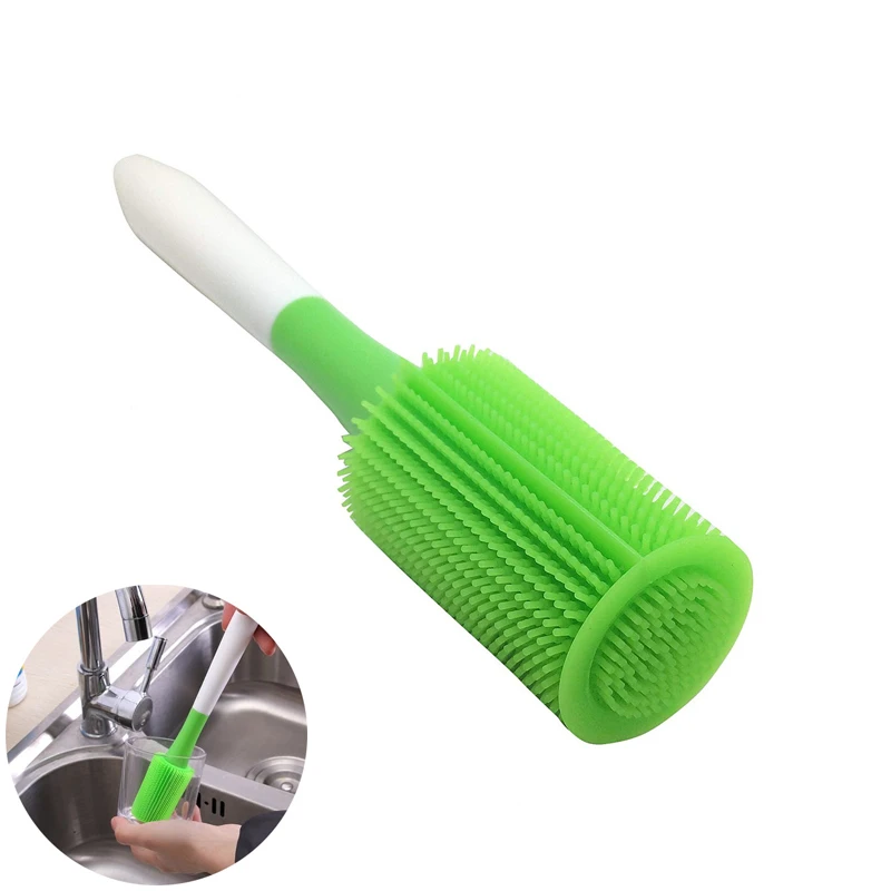 

LMETJMA Silicone Cup Brush Bottle Cup Cleaning Brush For Glass Cup Thermoses Coffee Mugs Long Handle Cleaning Brush KC0132
