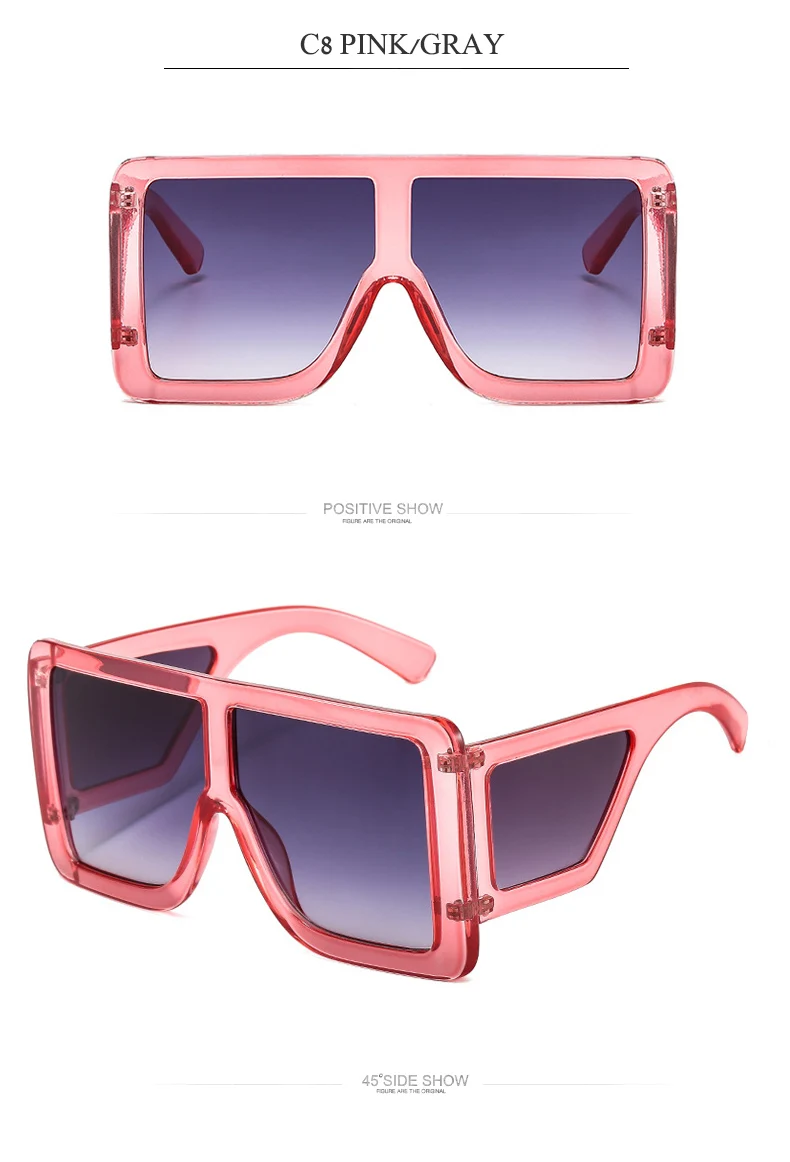 OEC-MANAGEMENT CPO Ein Stück Goggle Sonnenbrille Frauen Übergroßen Quadratischen Gläser Mode Rosa Grau Sonnenbrille Männer Retro Brillen UV400 – Detail 12