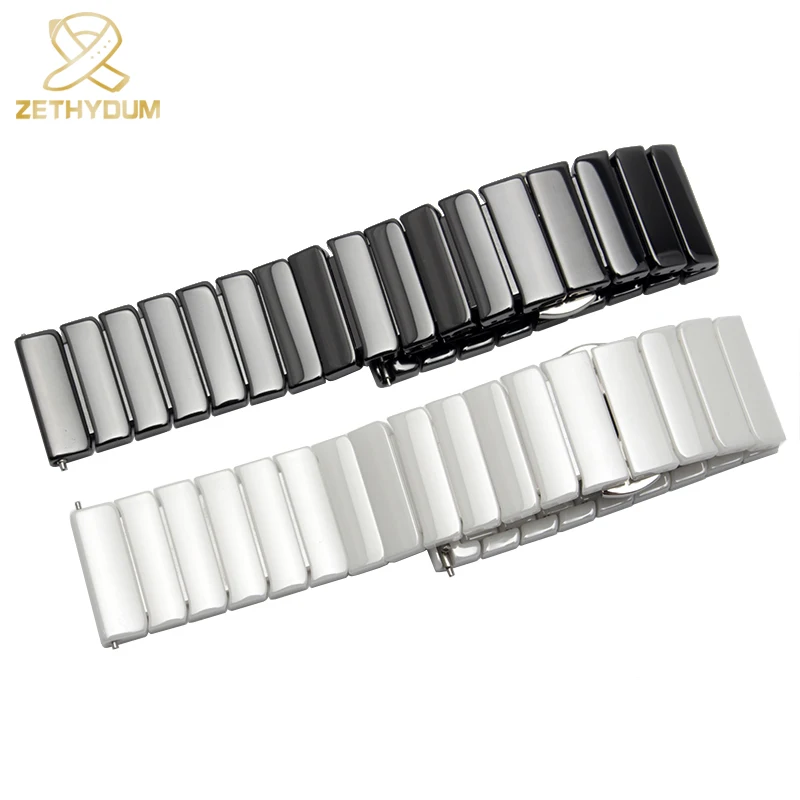 Ceramic watch strap 16mm bracelet watchband 20mm 22mm quick release bar wristwatches band 18mm white black watch belt not fade