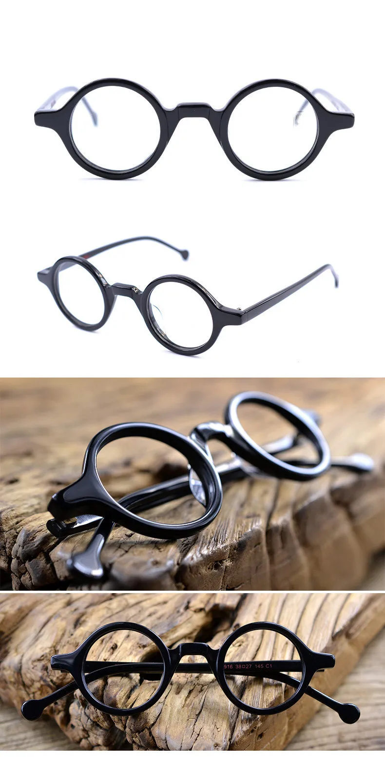 Acetat Vintage Kleine Runde Brille Männer Brillen Rahmen Frauen Optische Verordnung Spektakel Klare Brillen – Detail 12
