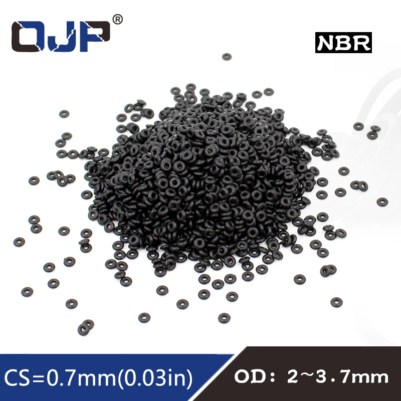 30PCS/lot Rubber Black NBR CS 0.7mm thickness OD2/3/3.2/3.7mm watch ORing Gasket waterproof Nitrile oring