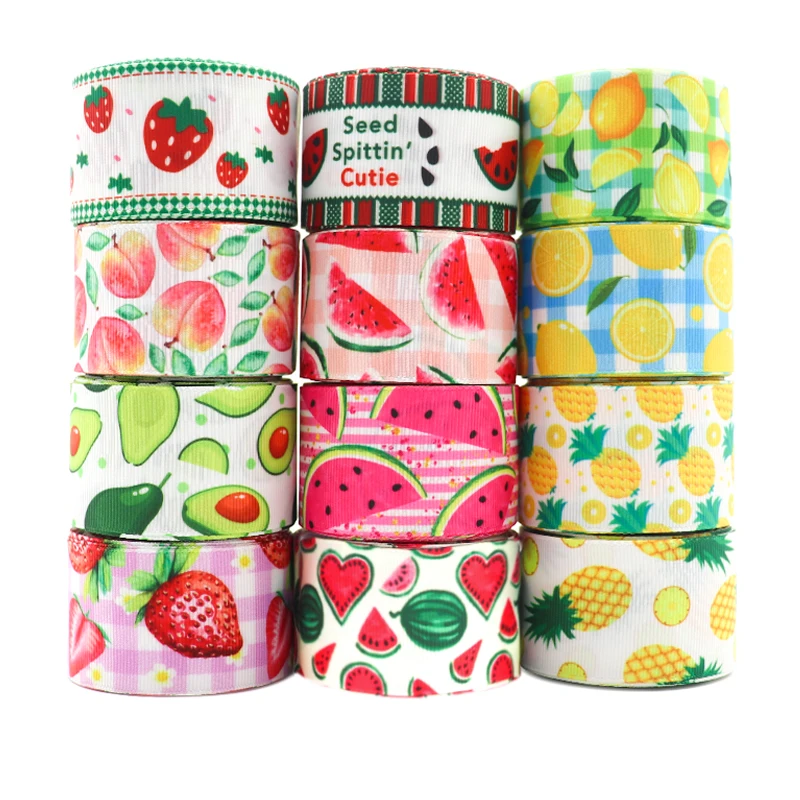 10 Yards 1,5" 38MM Frucht-Ananas-Printed-Kordelband für Haaraccessoires, DIY-Bastelbedarf, Nähen, Handarbeit Y2021051301 – Detail 2
