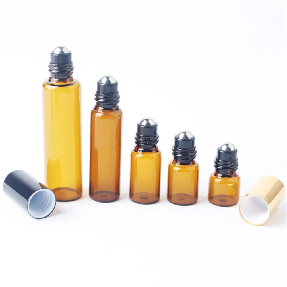 1ML 2ML 3ML 5ML 10ML Amber Roll On Roller Bottle For Essential Oils Refillable Perfume Bottle Deodorant Containers Hot Sale