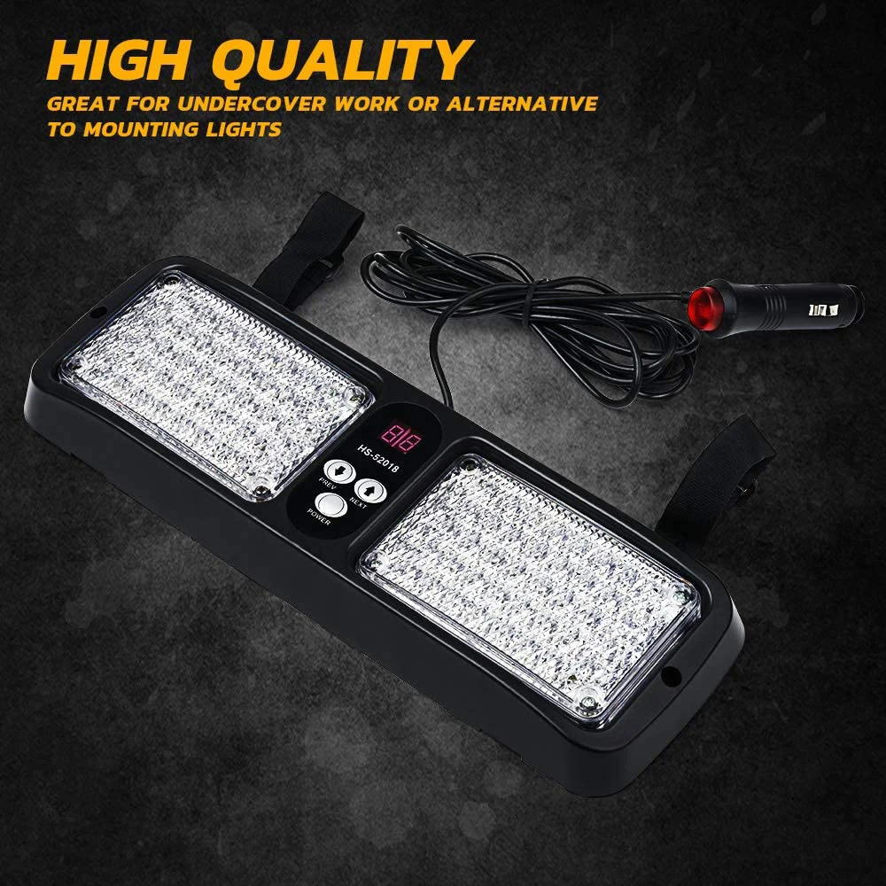 RCL Red Blue 86 LED Sun Visor Emergency Strobe Lights 12 Flash Modes Hazard Police Warning Light for Law Enforcement Vehicle