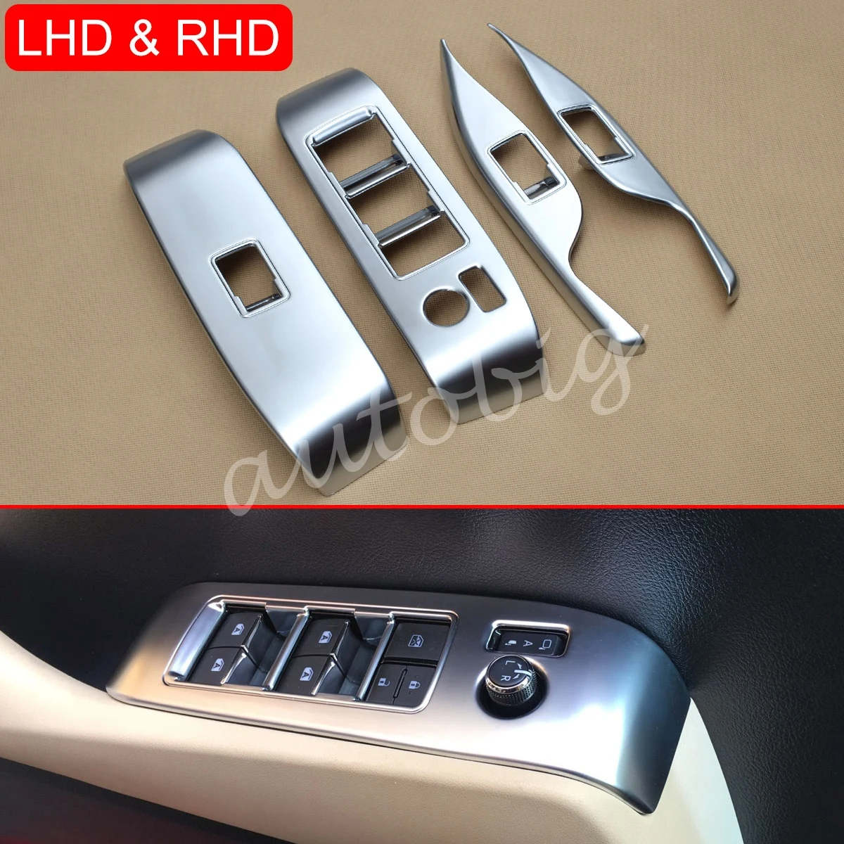 

For Toyota Vellfire Alphard 2016-2021 Matte Chrome Interior Door Lock Window Switch Mirror Adjust Panel Cover