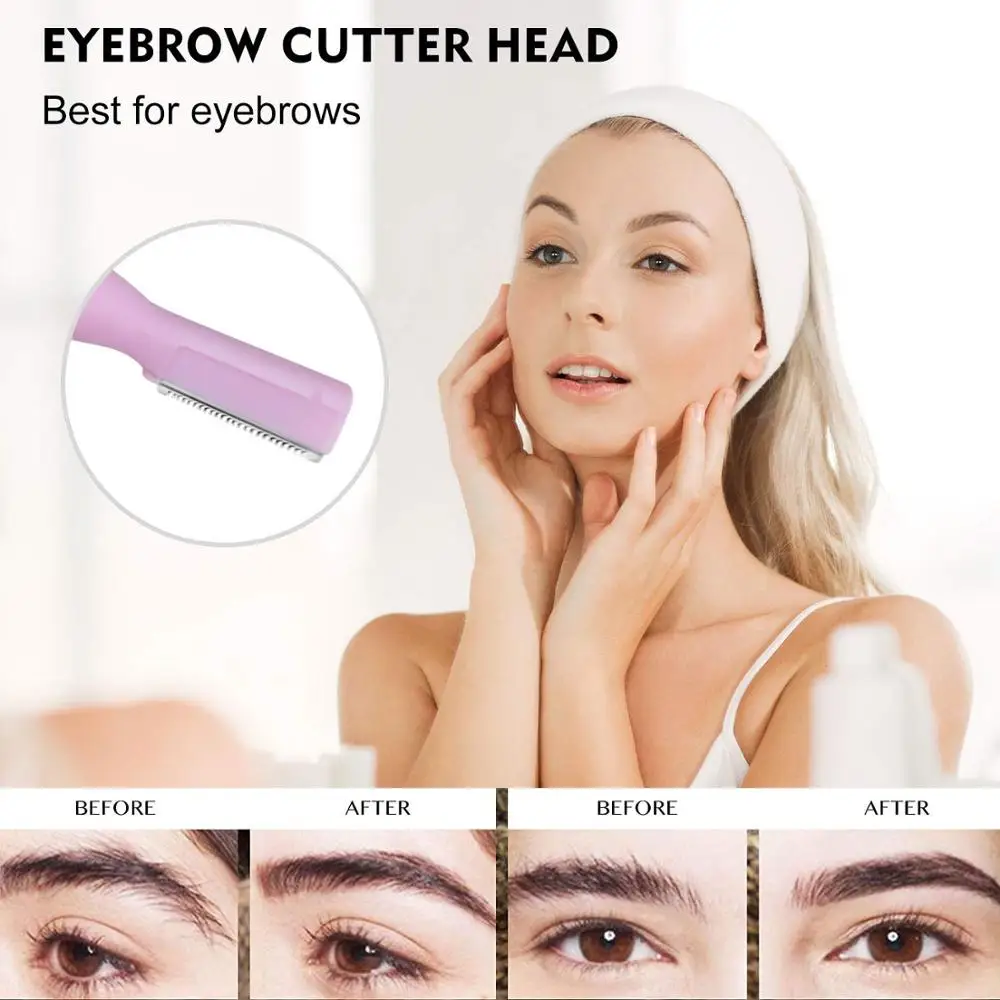 眉毛トリマー、女性用眉毛かみそり、痛みのないインスタント脱毛トリマー、眉毛に最適、顔の髪、ビキニライン