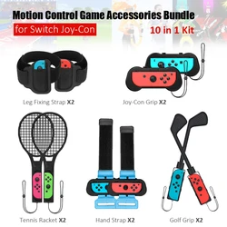 10 in 1 SWITCH Sports Game Accessories for NS Switch Golf Club/Dancing Wristband /Tennis Racket/Leg Strap for NS SWITCH