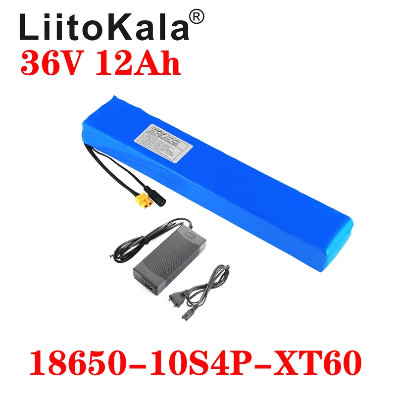 LiitoKala 36V 12ah 10Ah High Power and Capacity 42v 18650 Lithium Battery Electric Motorcycle Bicycle Scooter with BMS 42V 2A