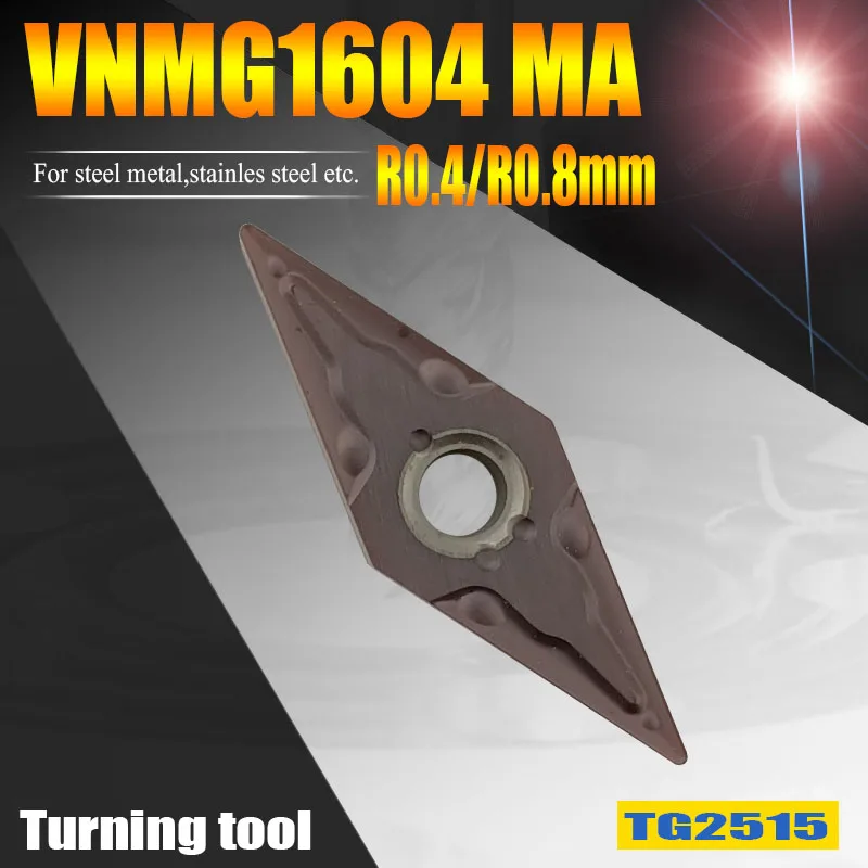 

10pcs VNMG160404-MA Lathe Turning Tools Hard Alloy Carbide Inserts VNMG160408 MA for 201/202/303/304 Stainless steel 45# Steel